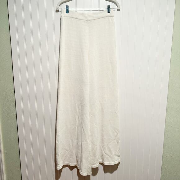Dissh Mara White Knit Wide Leg Pants Pull On Relaxed Comfy Size Large - Picture 2 of 7